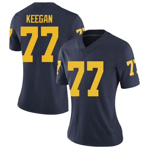 Trevor Keegan Michigan Wolverines Women's NCAA #77 Navy Limited Brand Jordan College Stitched Football Jersey STI8454XL